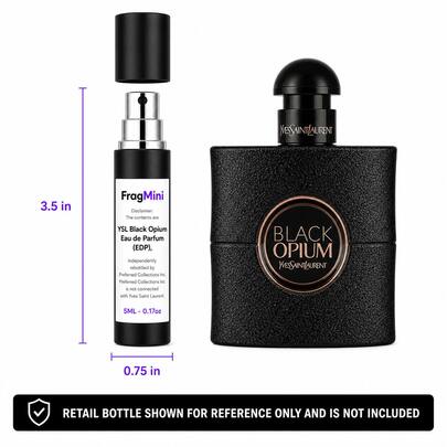 Yves Saint Laurent Black Opium FragMini spray, retail bottle shown for reference only